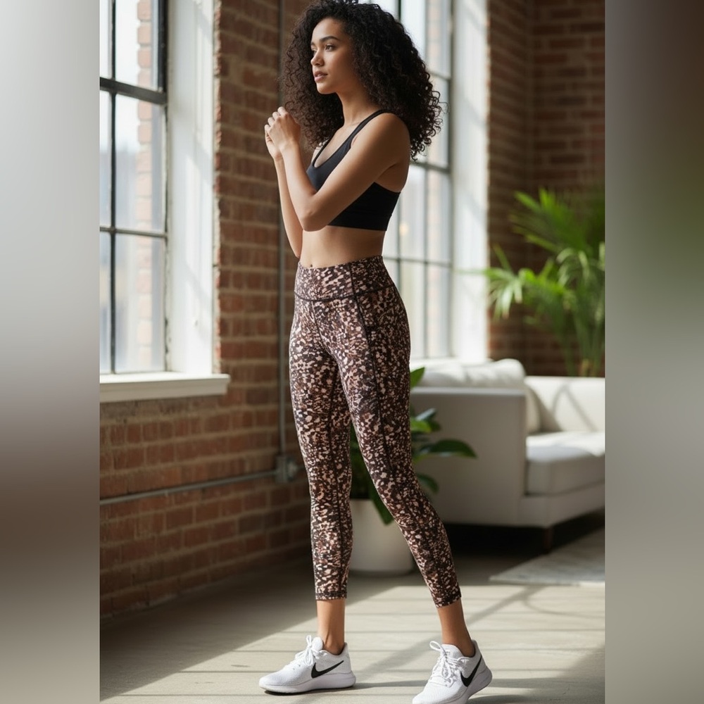 Lululemon Invigorate High Rise Tight with side pockets 25” Black & Brown Dots 4
